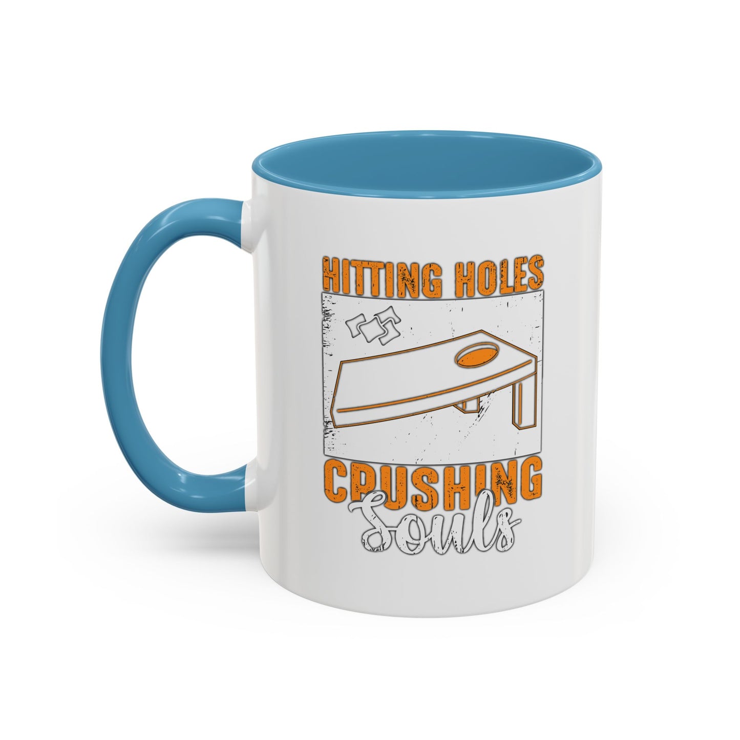 HITTING HOLES CPUSHING SOULS Accent BiColor Funny Sarcastic Mug