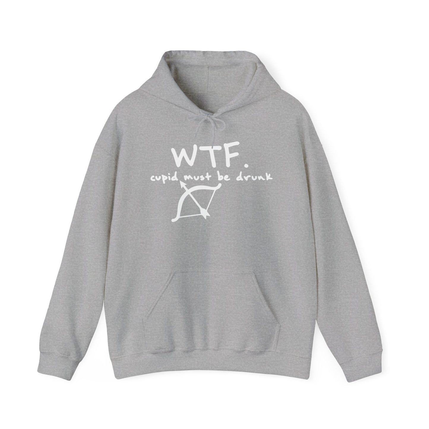 WTF. CUPID - Premium Unisex Funny Sarcastic Black Hoodie Sweatshirt