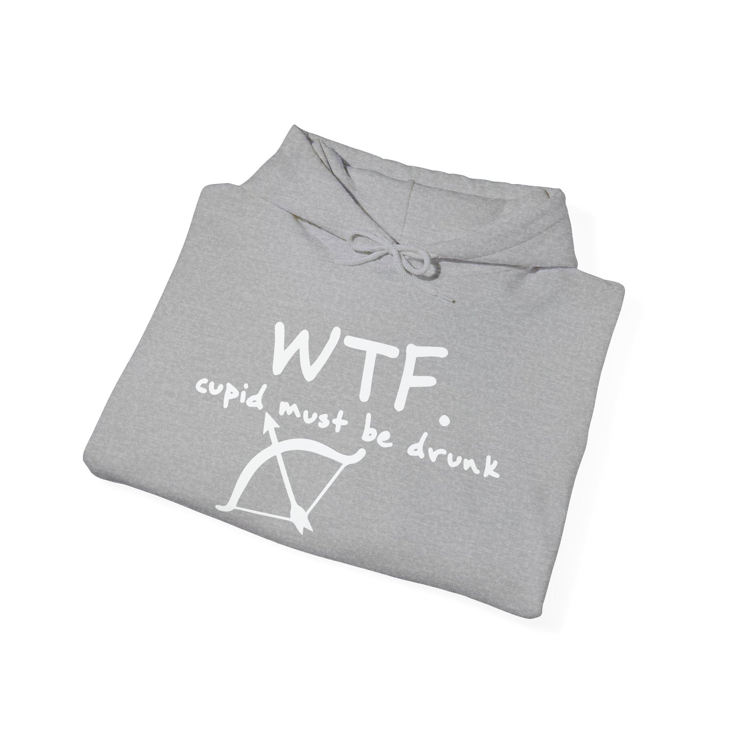 WTF. CUPID - Premium Unisex Funny Sarcastic Black Hoodie Sweatshirt