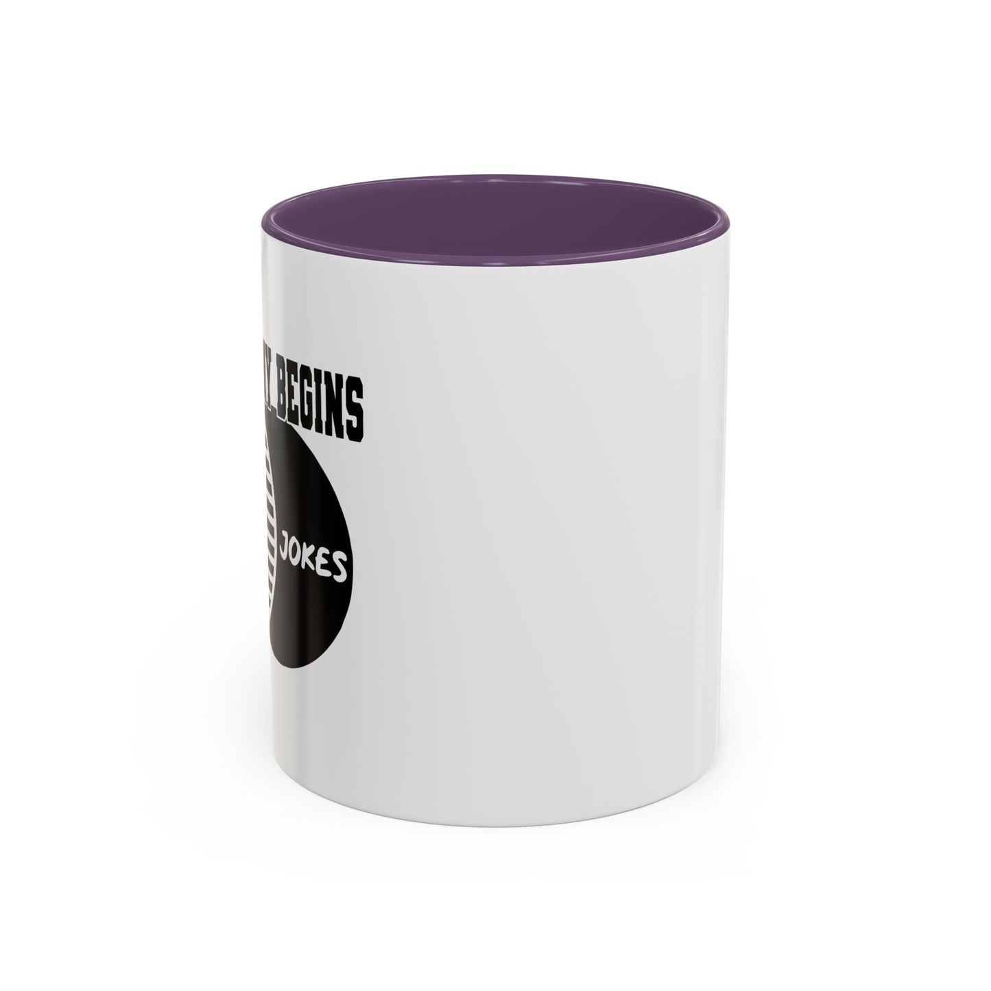 WHERE CORNY BEGINS Accent BiColor Funny Sarcastic Mug