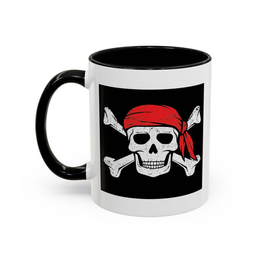 RED BANDANA SKULL Accent BiColor Funny Sarcastic Mug