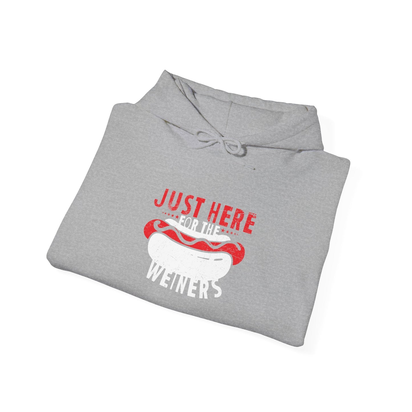 JUST HERE FOR THE WEINERS - Premium Unisex Funny Sarcastic Black Hoodie Sweatshirt