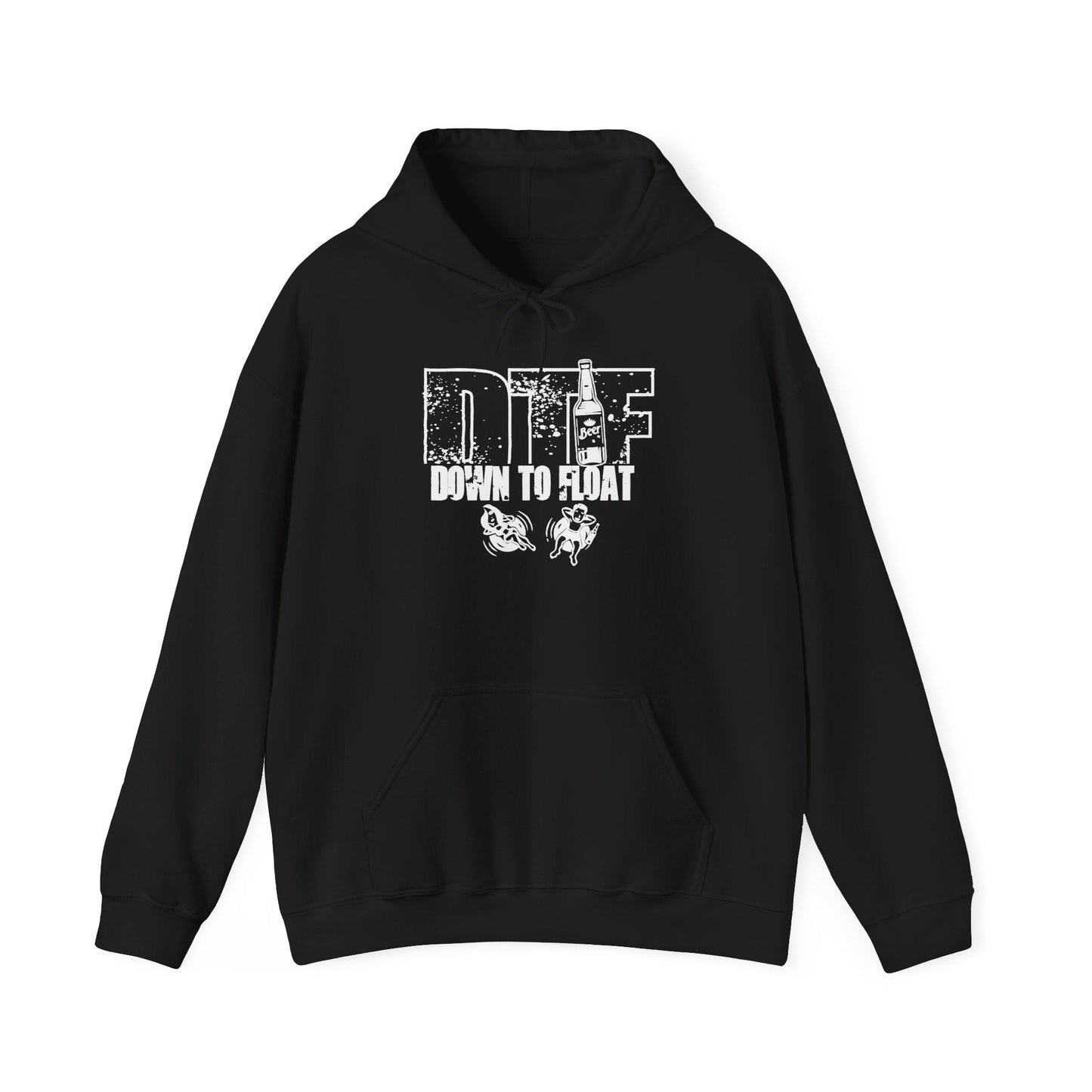 DOWN TO FLOAT - Premium Unisex Funny Sarcastic Black Hoodie Sweatshirt