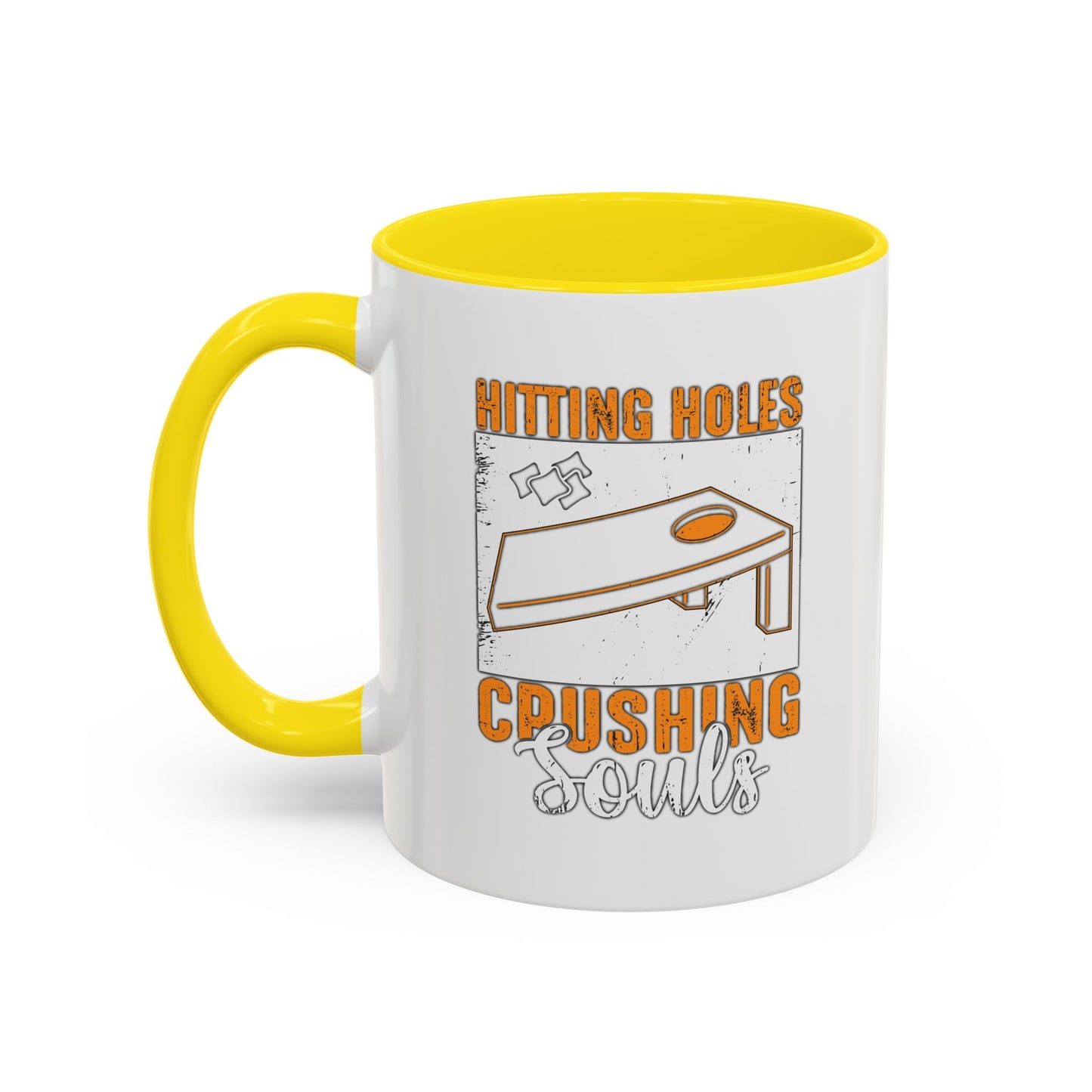 HITTING HOLES CPUSHING SOULS Accent BiColor Funny Sarcastic Mug