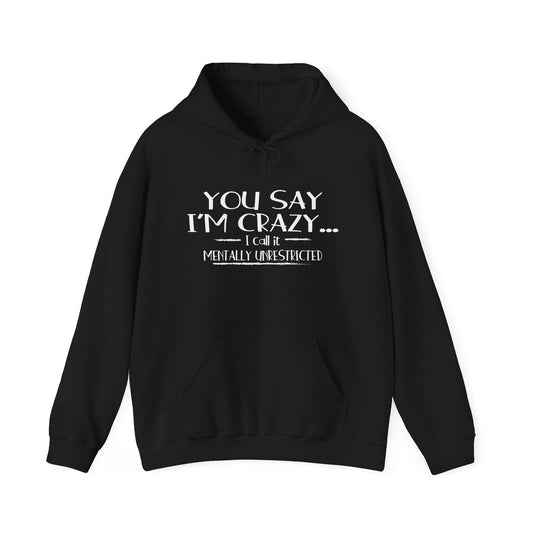 YOU SAY I'M CRAZY - Premium Unisex Funny Sarcastic Black Hoodie Sweatshirt