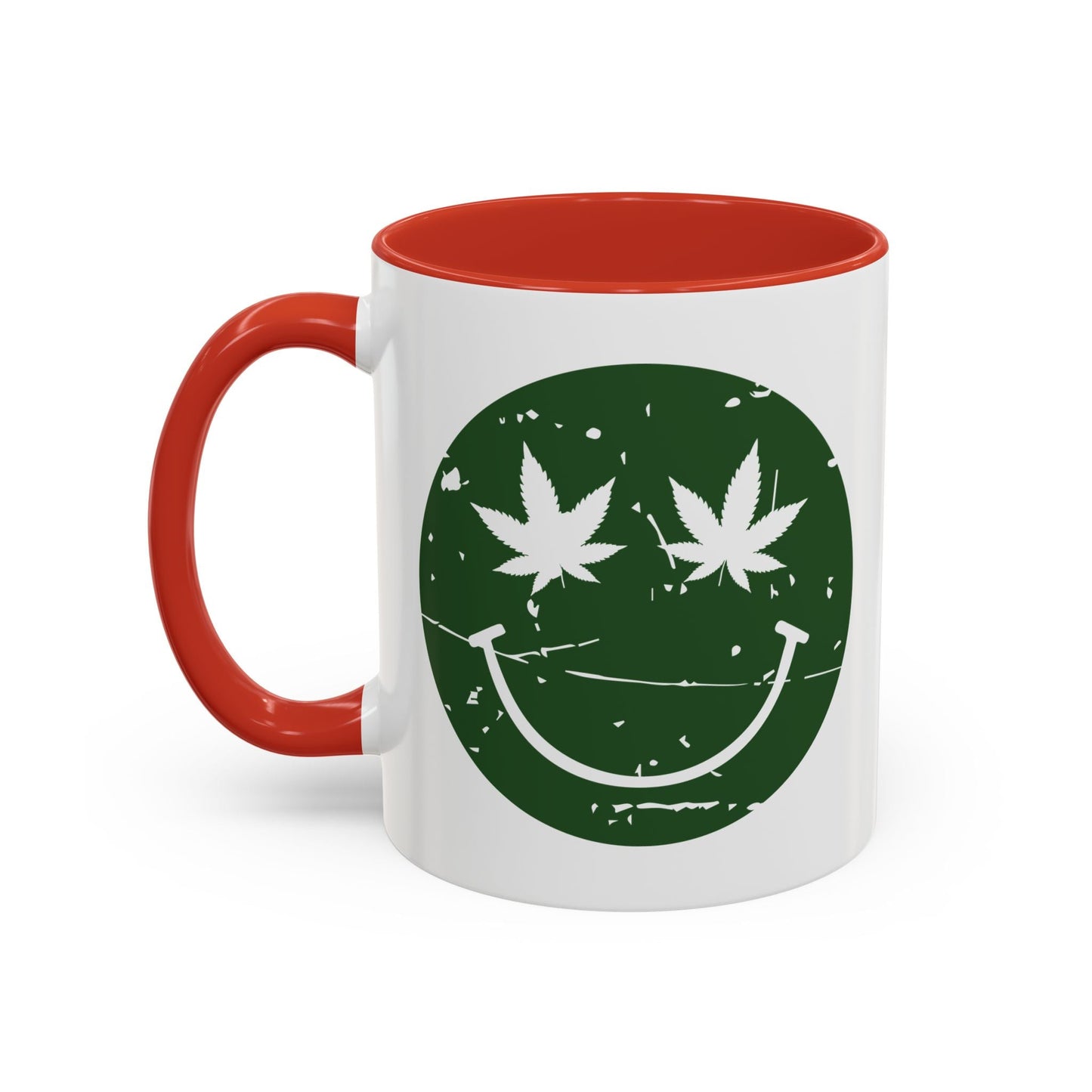 WEED SMILY FACE Accent BiColor Funny Sarcastic Mug