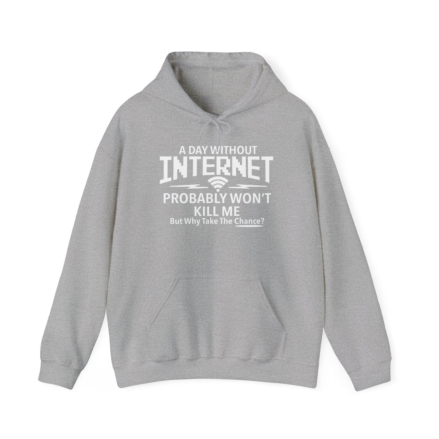 A DAY WITHOUT INTERNET - Premium Unisex Funny Sarcastic Black Hoodie Sweatshirt