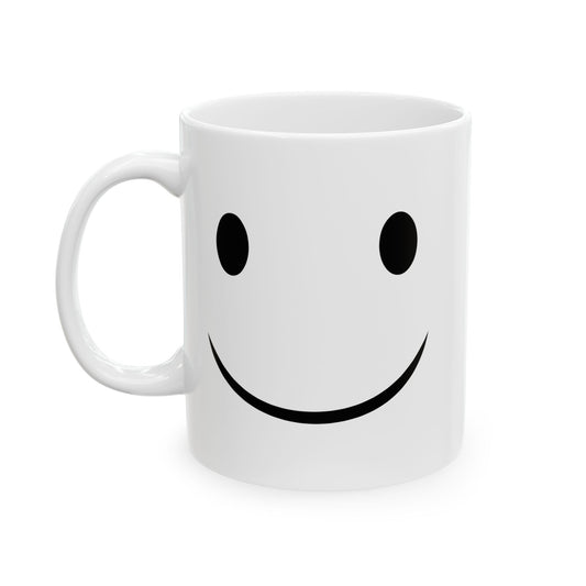 HAPPY SMILE FUNNY SARCASTIC WHITE MUG