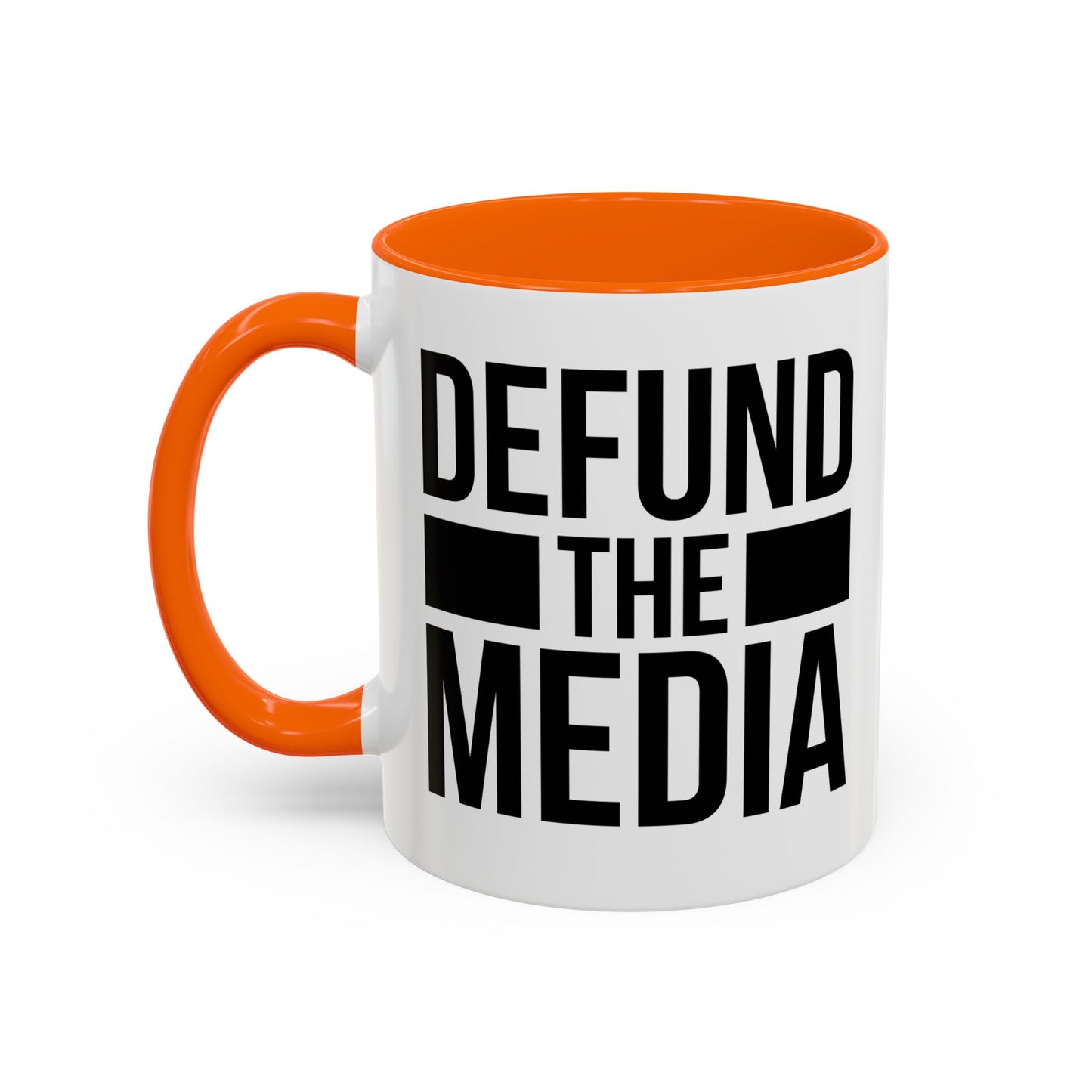 DEFUND THE MEDIA Accent BiColor Funny Sarcastic Mug