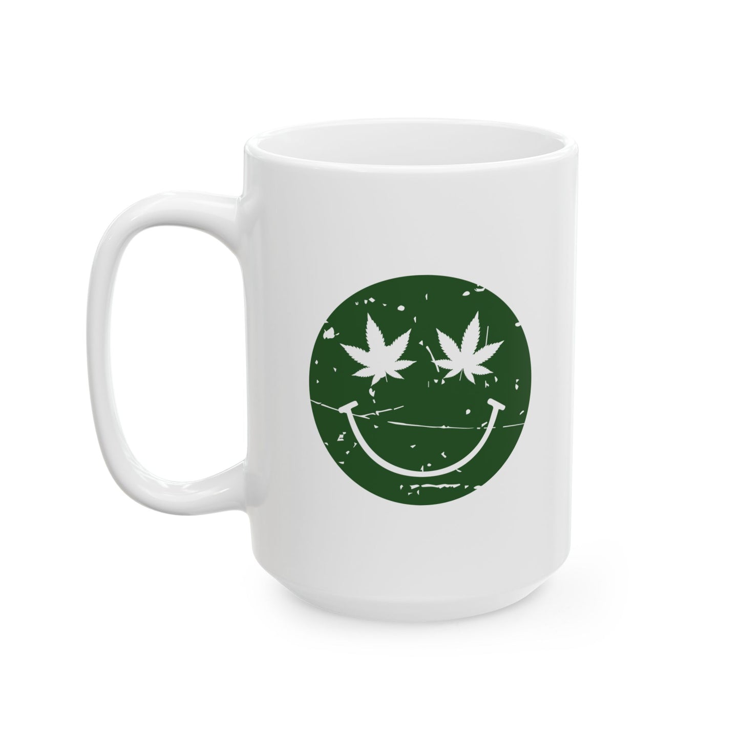 WEED SMILY FACE FUNNY SARCASTIC WHITE MUG