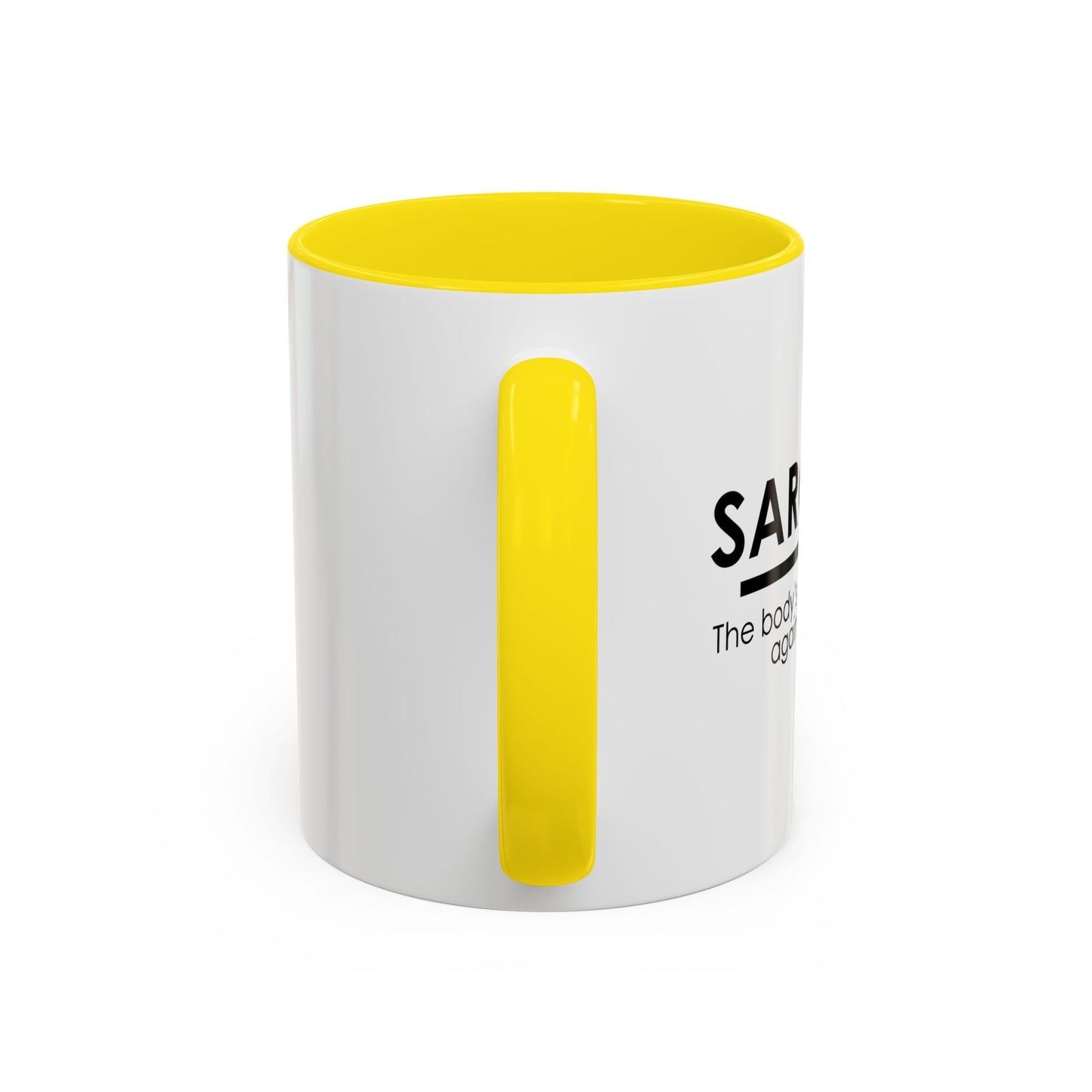 SARCASM THE BODY'S NATURAL DEFENSE AGAINST STUPIDITY Accent BiColor Funny Sarcastic Mug