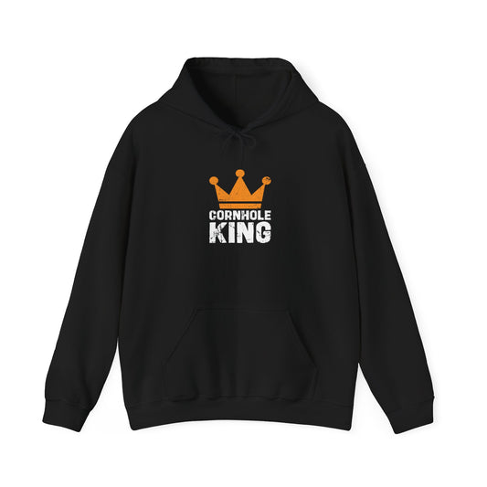 CORNHOLE KING - Premium Unisex Funny Sarcastic Black Hoodie Sweatshirt