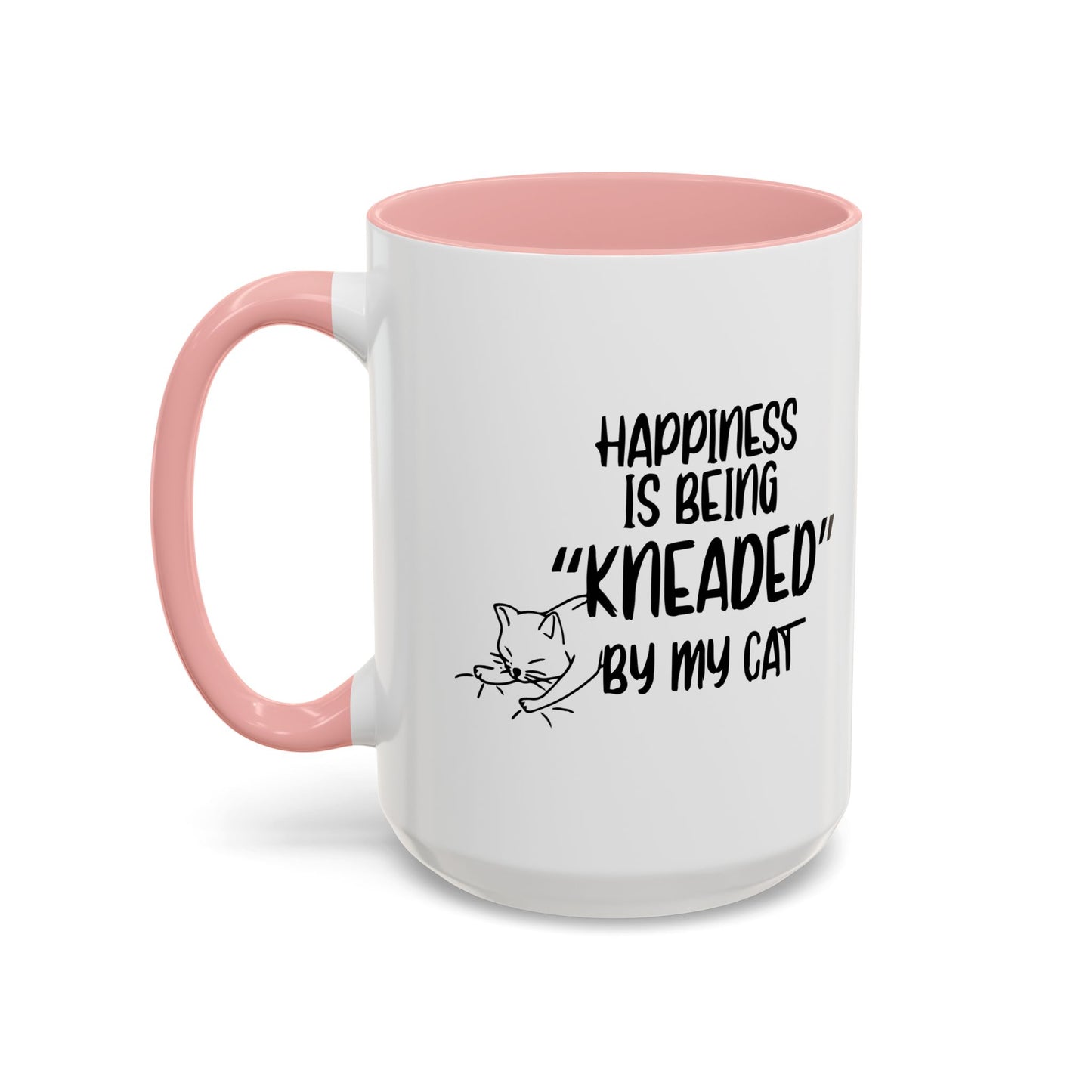 HAPPINESS IS BEING NEEDED BY MY CAT Accent BiColor Funny Sarcastic Mug