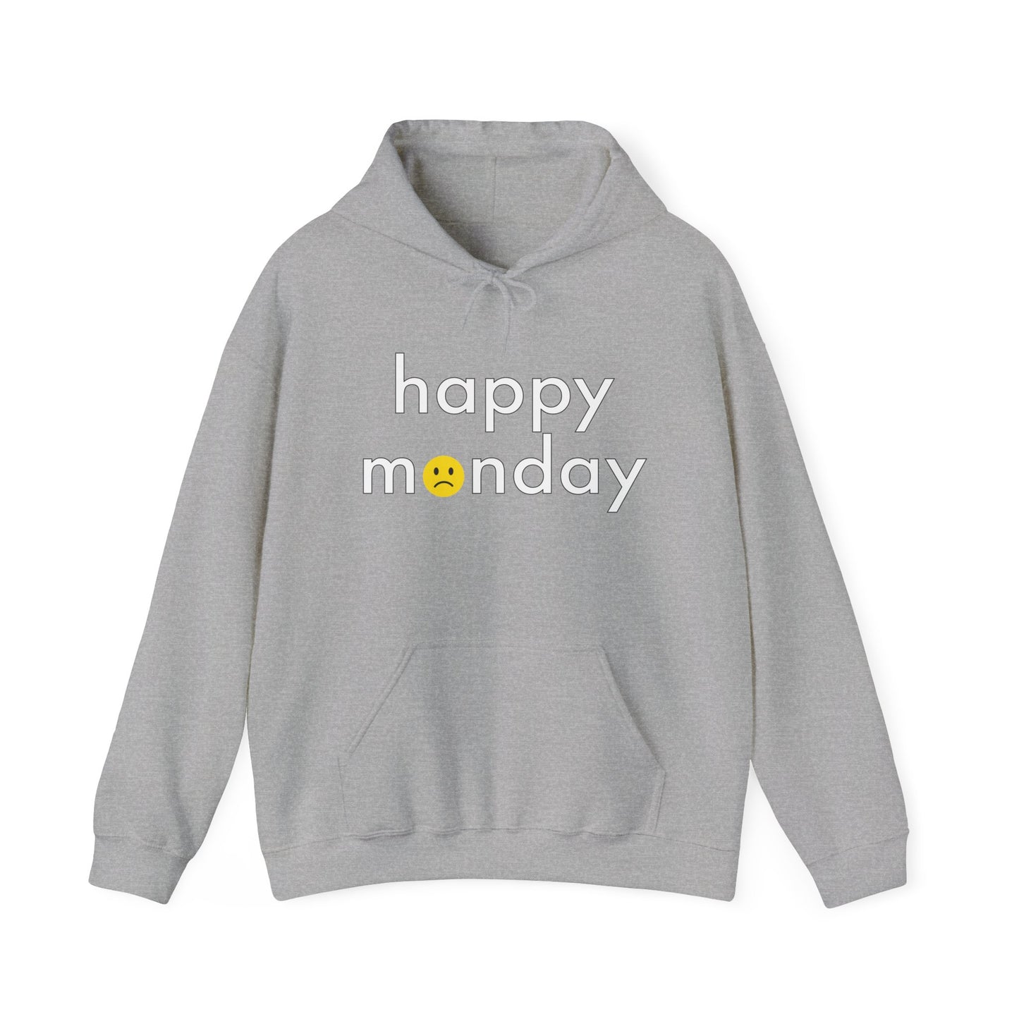 HAPPY MONDAY - Premium Unisex Funny Sarcastic Black Hoodie Sweatshirt