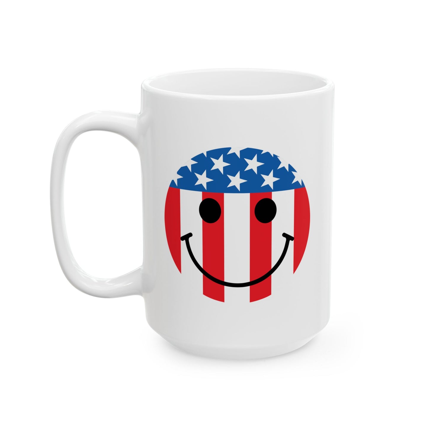 USA SMILY FLAG FUNNY SARCASTIC WHITE MUG