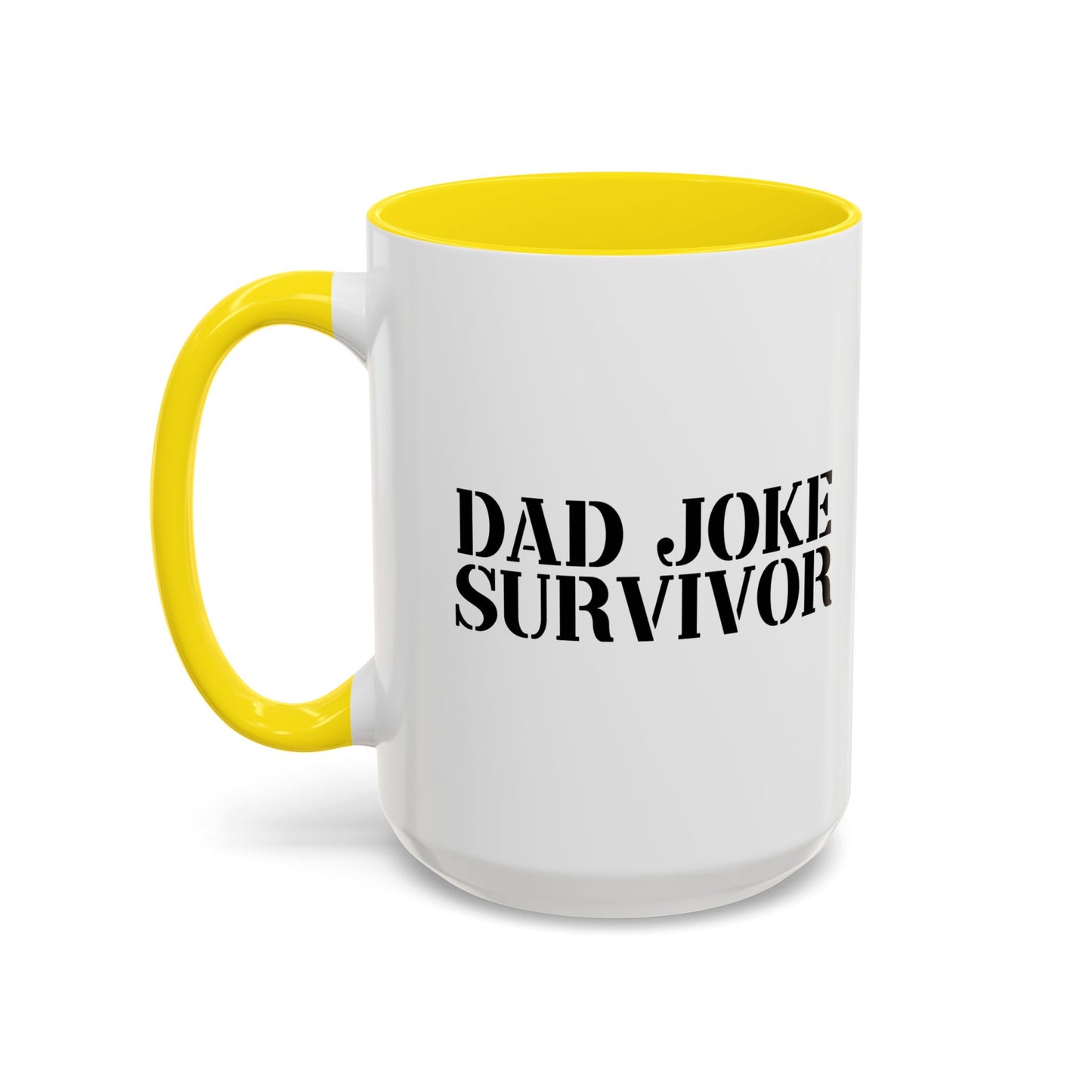 DAD JOKE SURVIVOR Accent BiColor Funny Sarcastic Mug