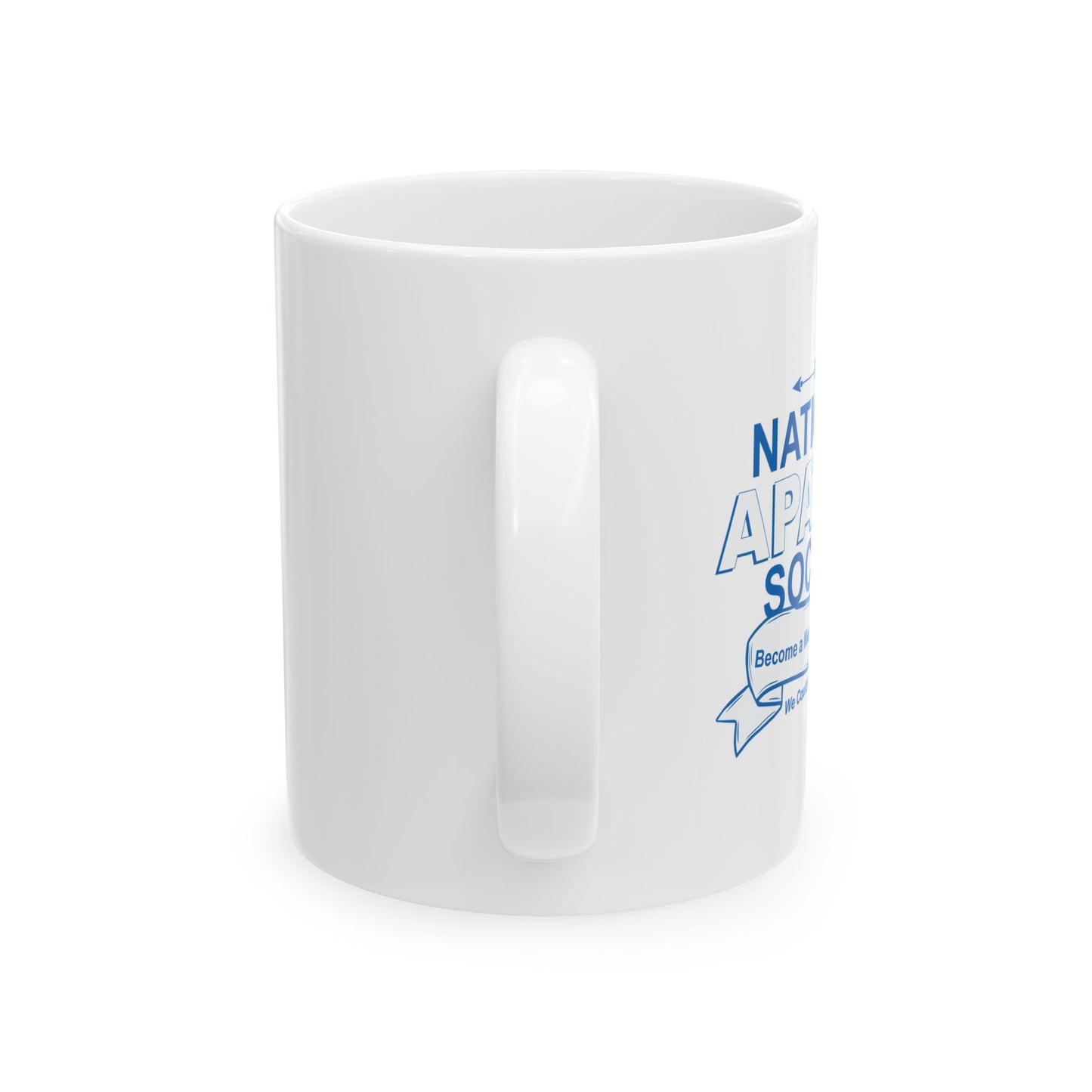 NATIONAL APATHY SOCIETY FUNNY SARCASTIC WHITE MUG