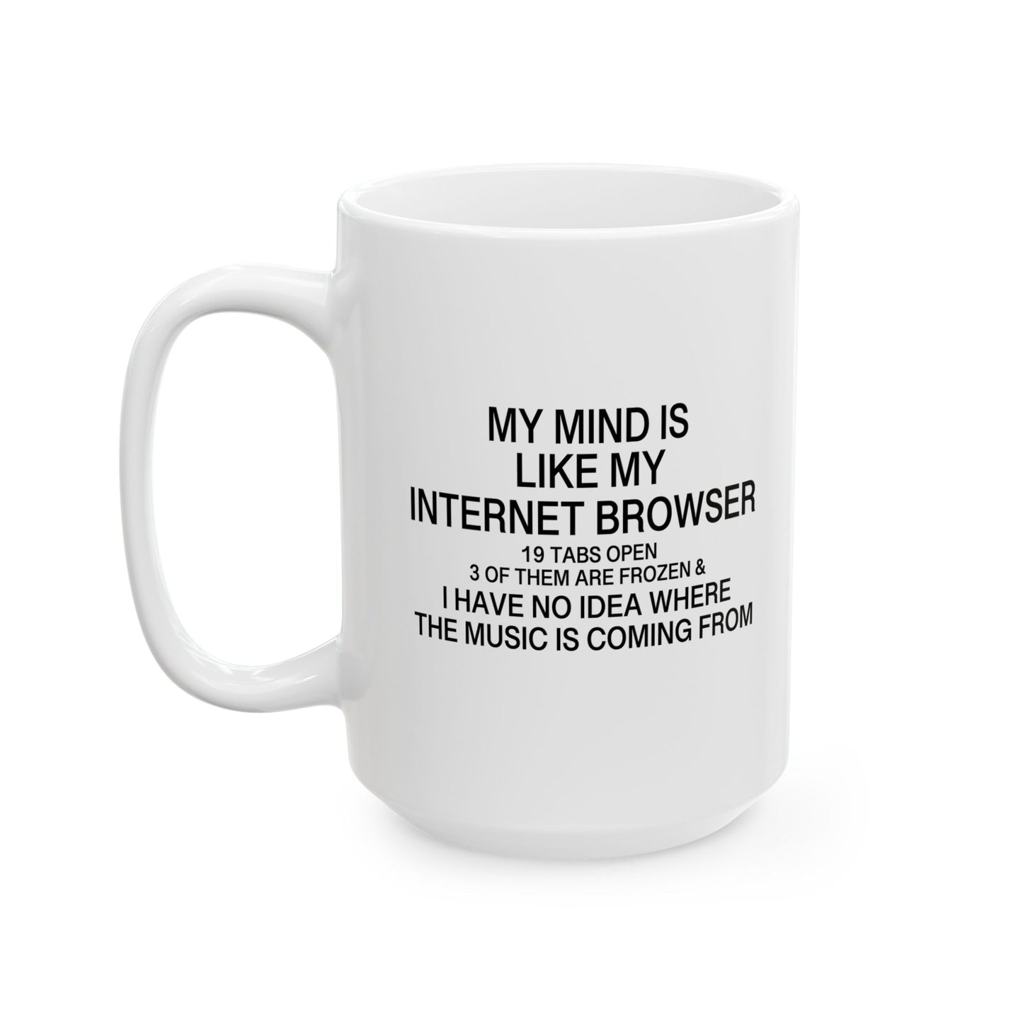 MY MIND IS LIKE MY INTERNET BROWSER FUNNY SARCASTIC White Mug