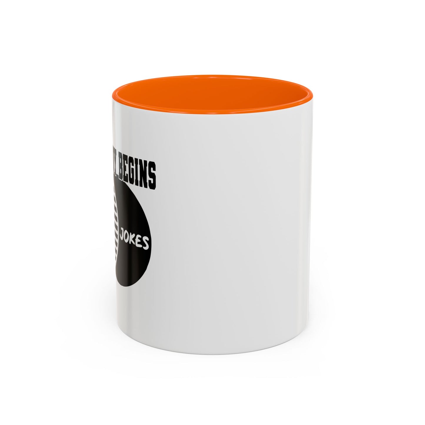 WHERE CORNY BEGINS Accent BiColor Funny Sarcastic Mug