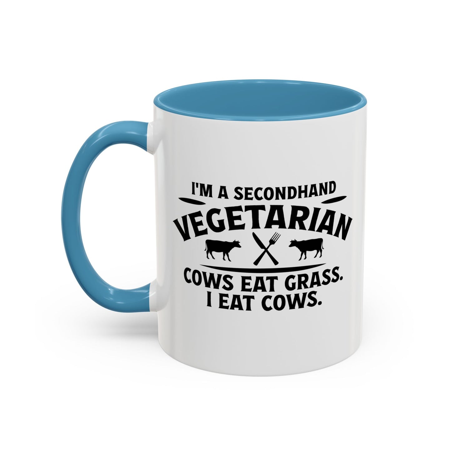 SECONDHAND VEGETARIAN Accent BiColor Funny Sarcastic Mug