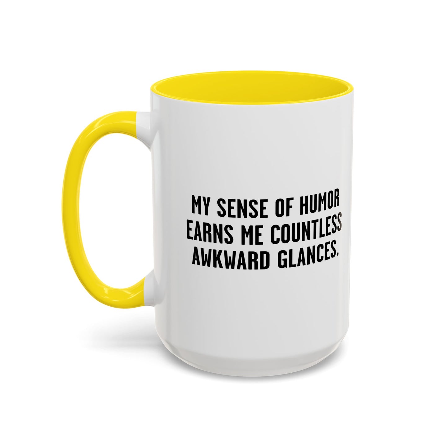 COUNTLESS AWKWARD GLANCES Accent BiColor Funny Sarcastic Mug