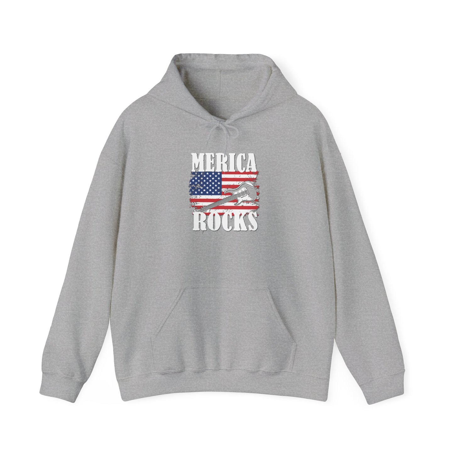 MERICA ROCKS - Premium Unisex Funny Sarcastic Black Hoodie Sweatshirt