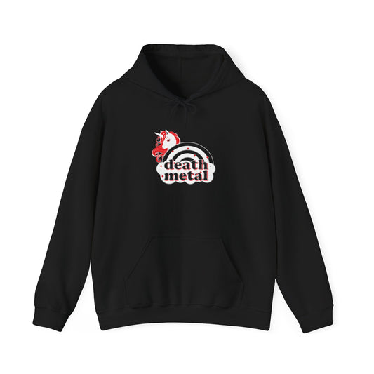 DEATH METAL UNICORN - Premium Unisex Funny Sarcastic Black Hoodie Sweatshirt