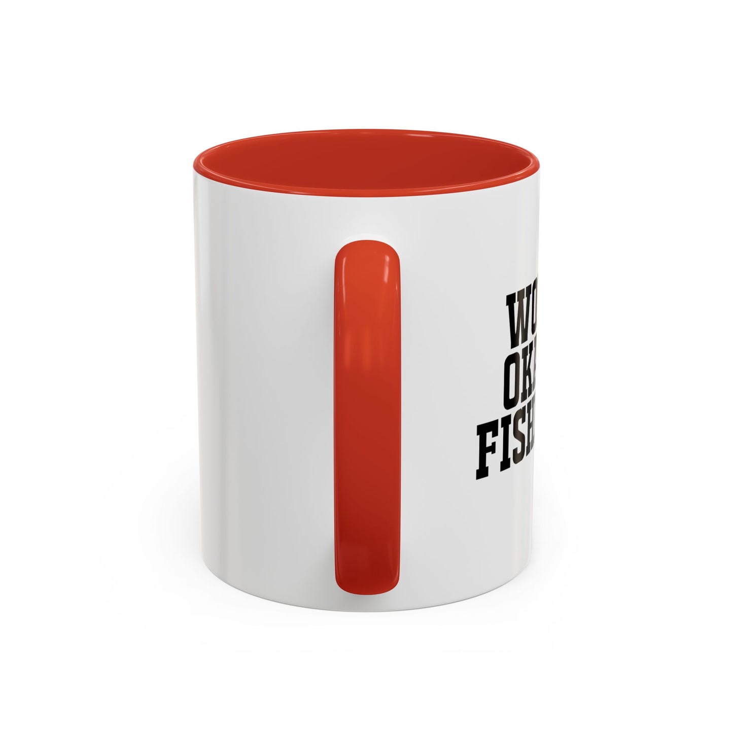 WORLD'S OKAYEST FISHERMAN Accent BiColor Funny Sarcastic Mug