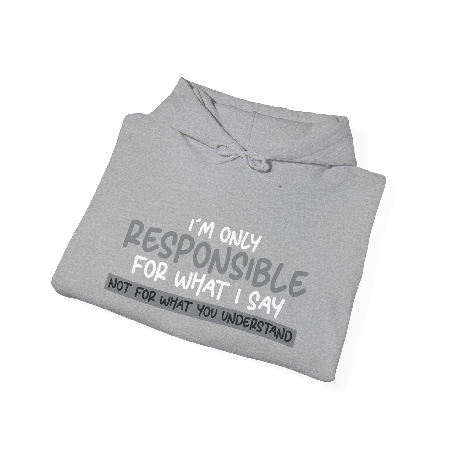 I'M ONLY RESPONSIBLE FOR WHAT I SAY - Premium Unisex Funny Sarcastic Black Hoodie Sweatshirt