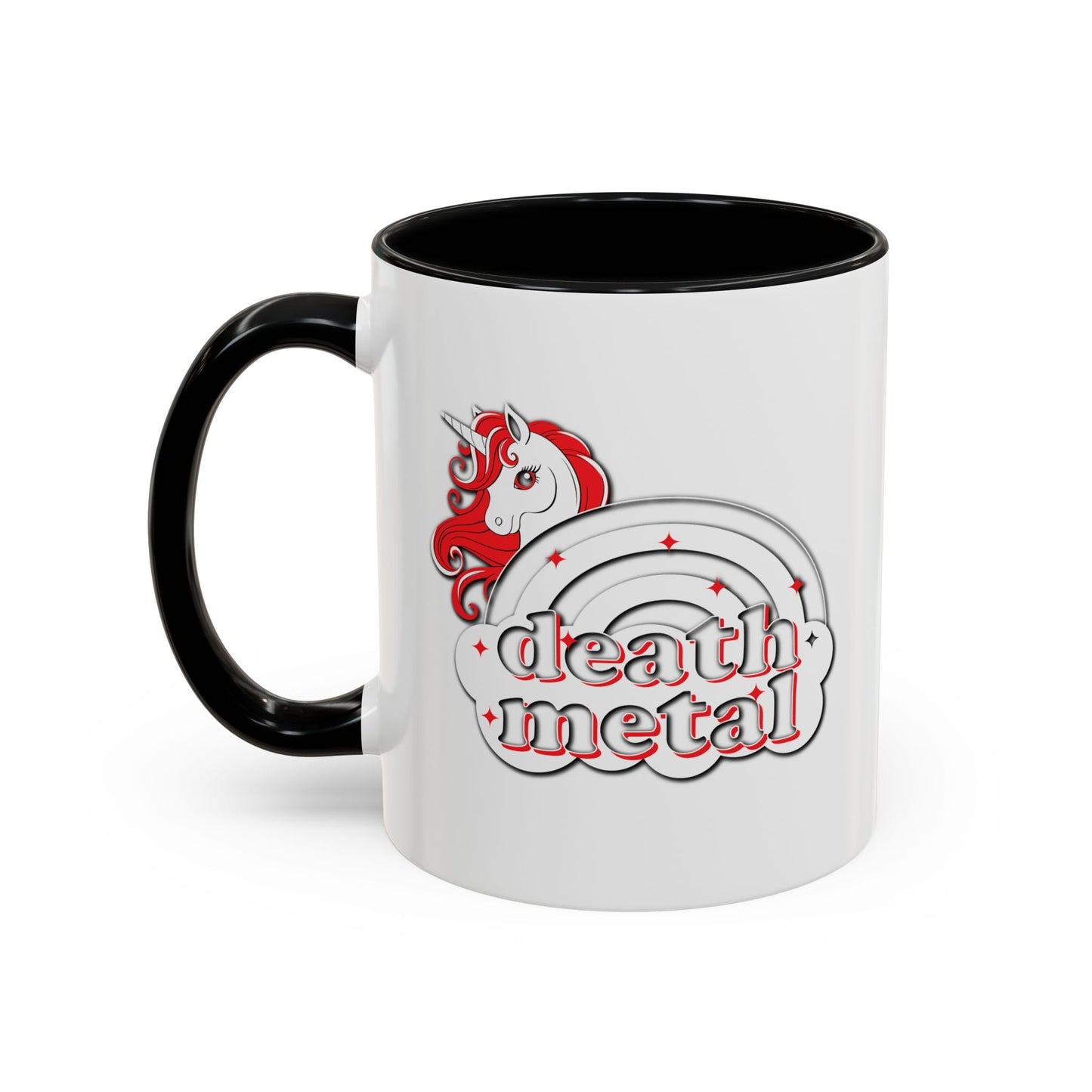 DEATH METAL UNICORN Accent BiColor Funny Sarcastic Mug