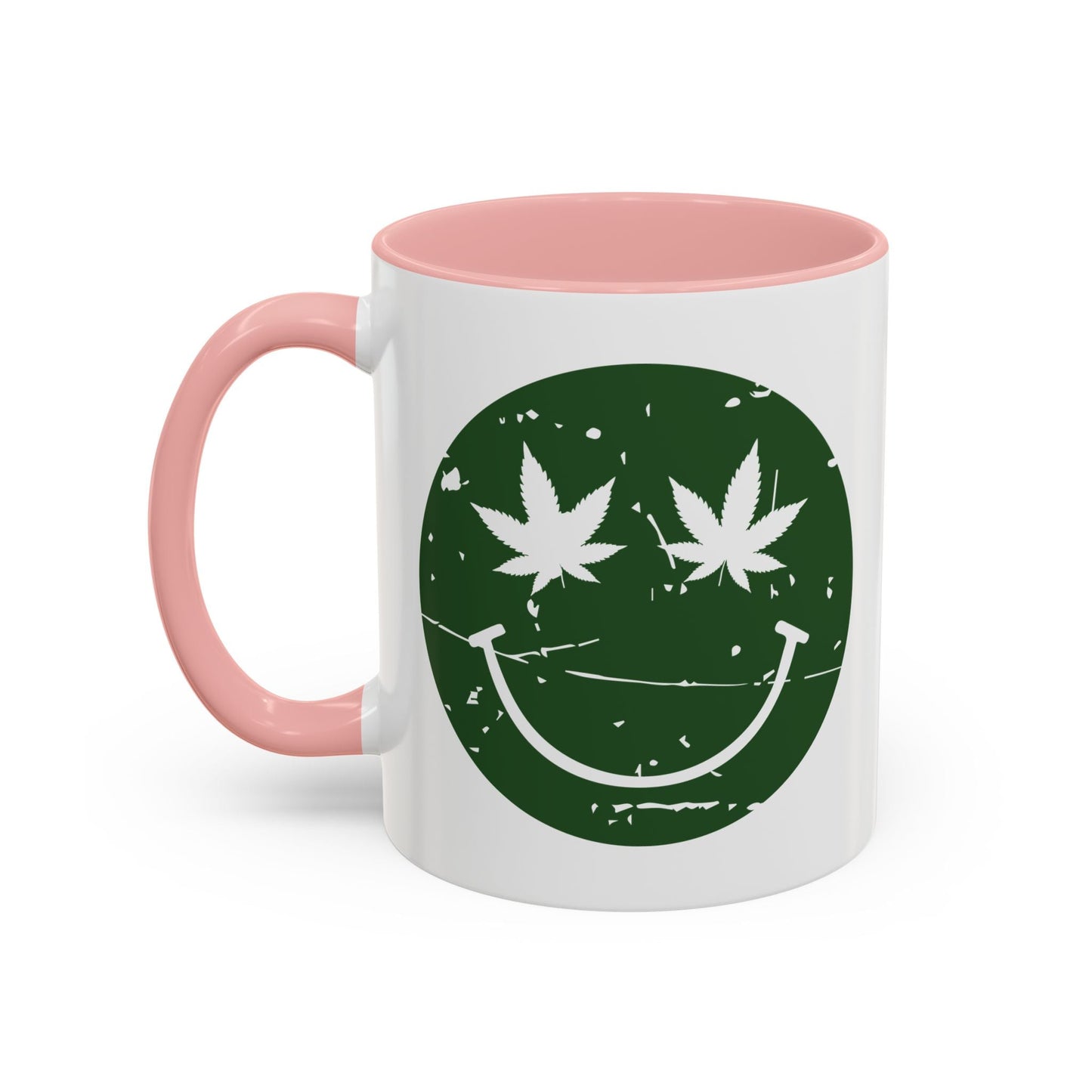 WEED SMILY FACE Accent BiColor Funny Sarcastic Mug