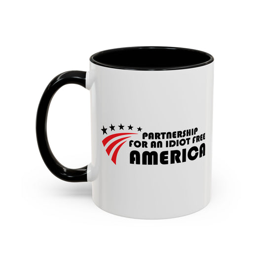 IDIOT FREE AMERICA Accent BiColor Funny Sarcastic Mug