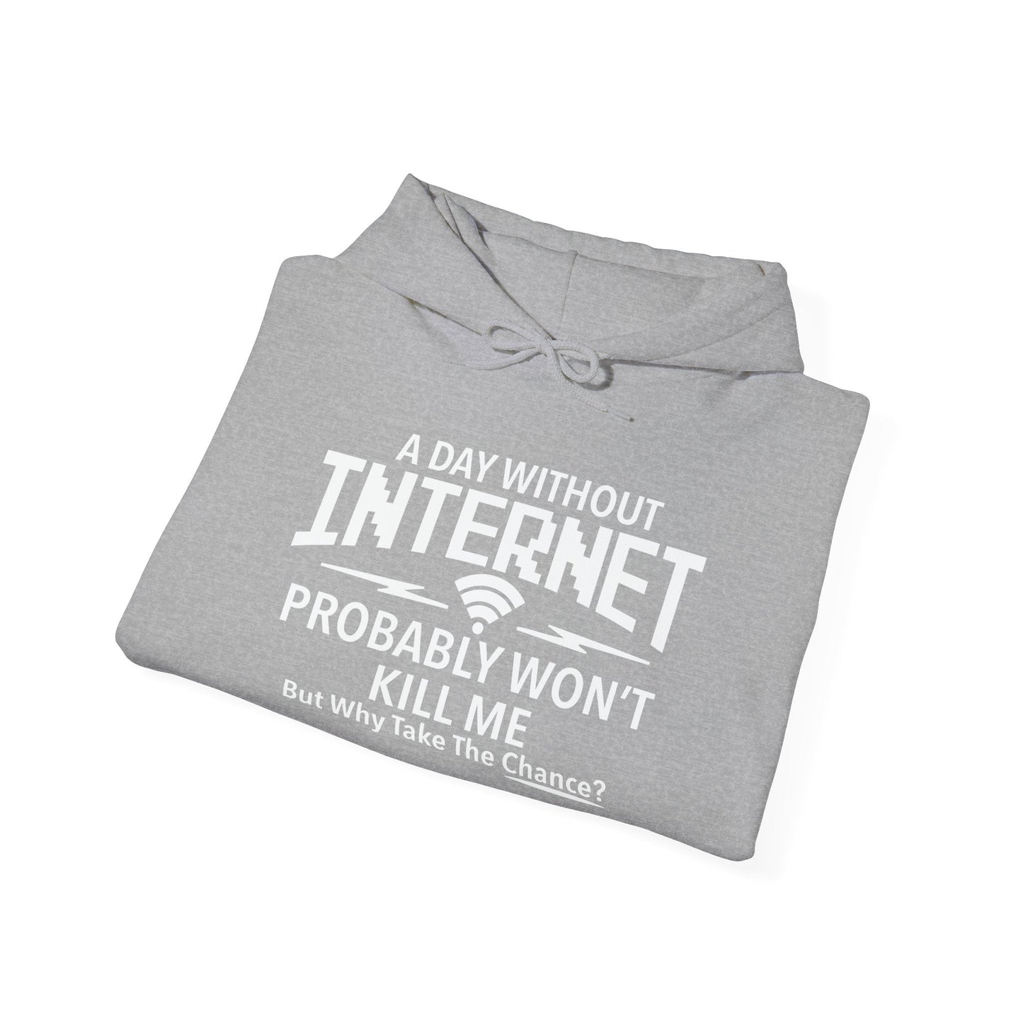 A DAY WITHOUT INTERNET - Premium Unisex Funny Sarcastic Black Hoodie Sweatshirt