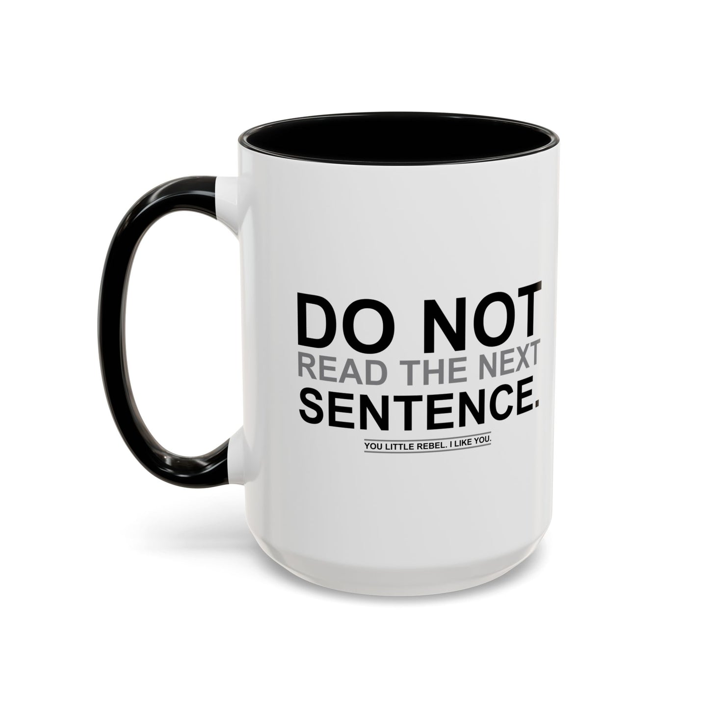 DO NOT READ THE NEXT SENTENCE. Accent BiColor Funny Sarcastic Mug