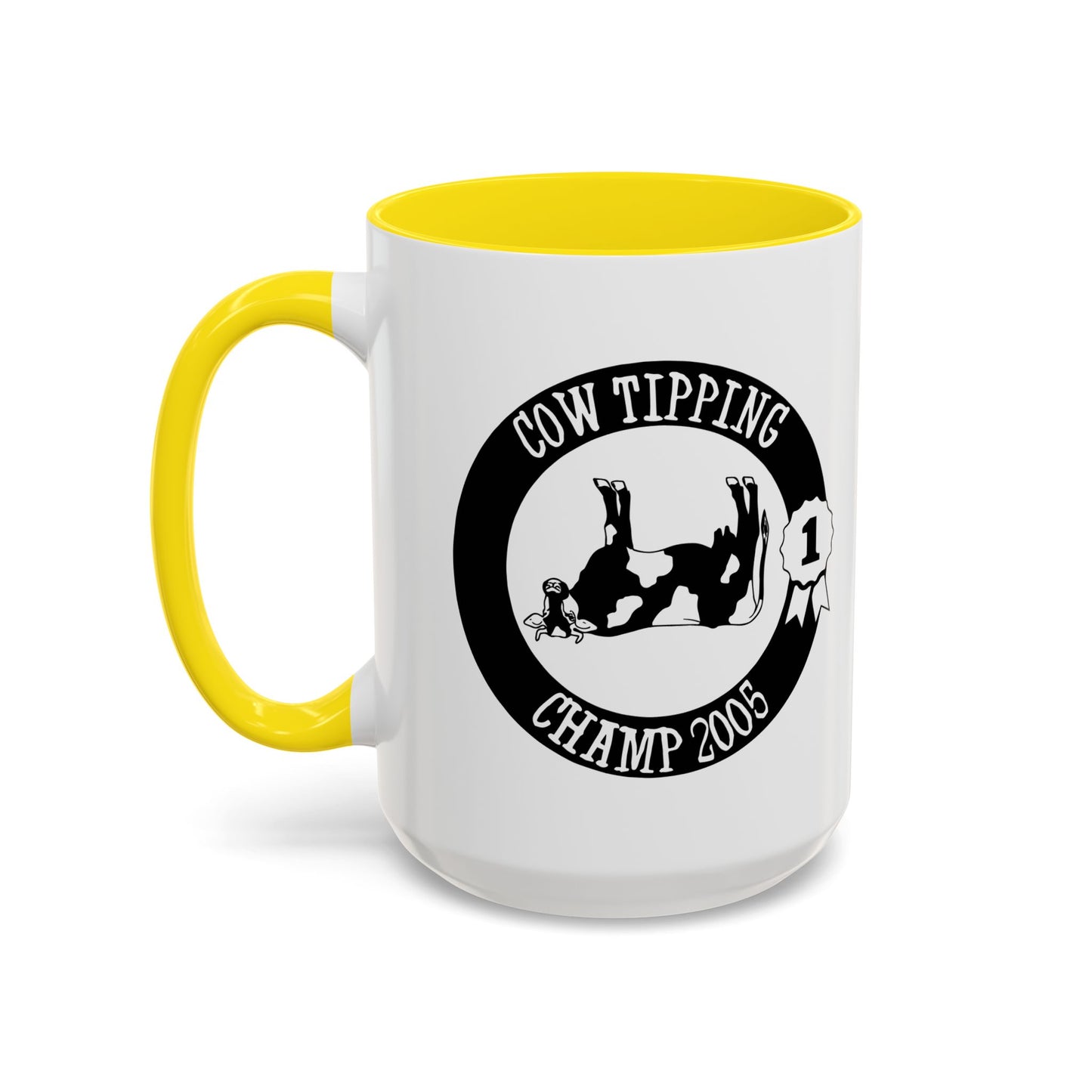 COW TIPPING CHAMP Accent BiColor Funny Sarcastic Mug