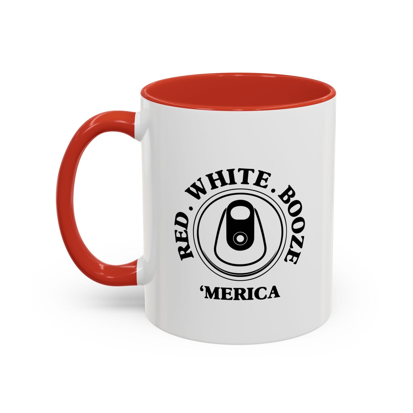 RED WHITE BOOZE MERICA Accent BiColor Funny Sarcastic Mug