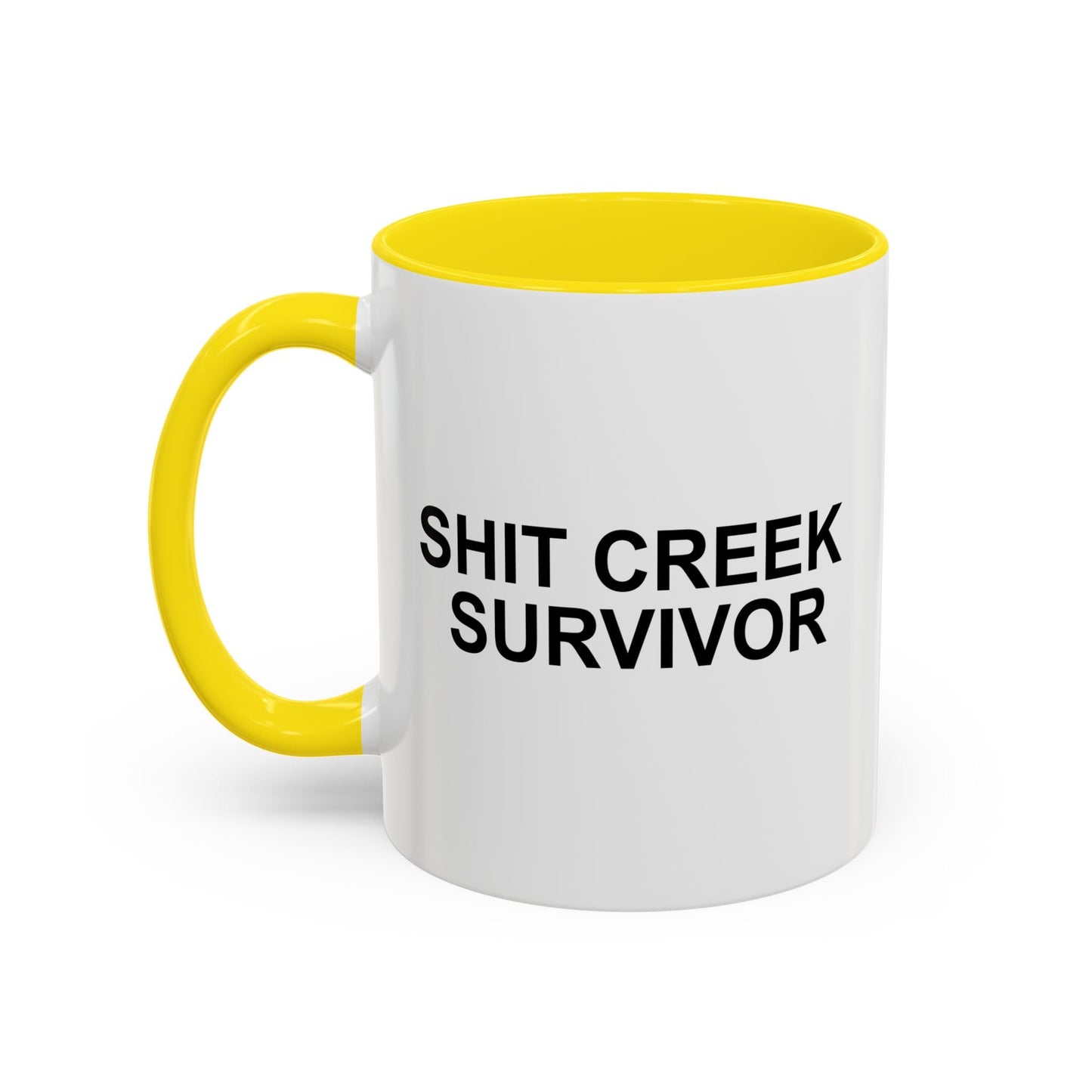 SHIT CREEK SURVIVOR Accent BiColor Funny Sarcastic Mug