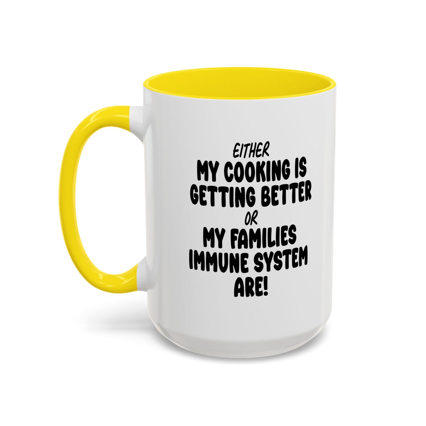 MY COOKING IS GETTING BETTER Accent BiColor Funny Sarcastic Mug