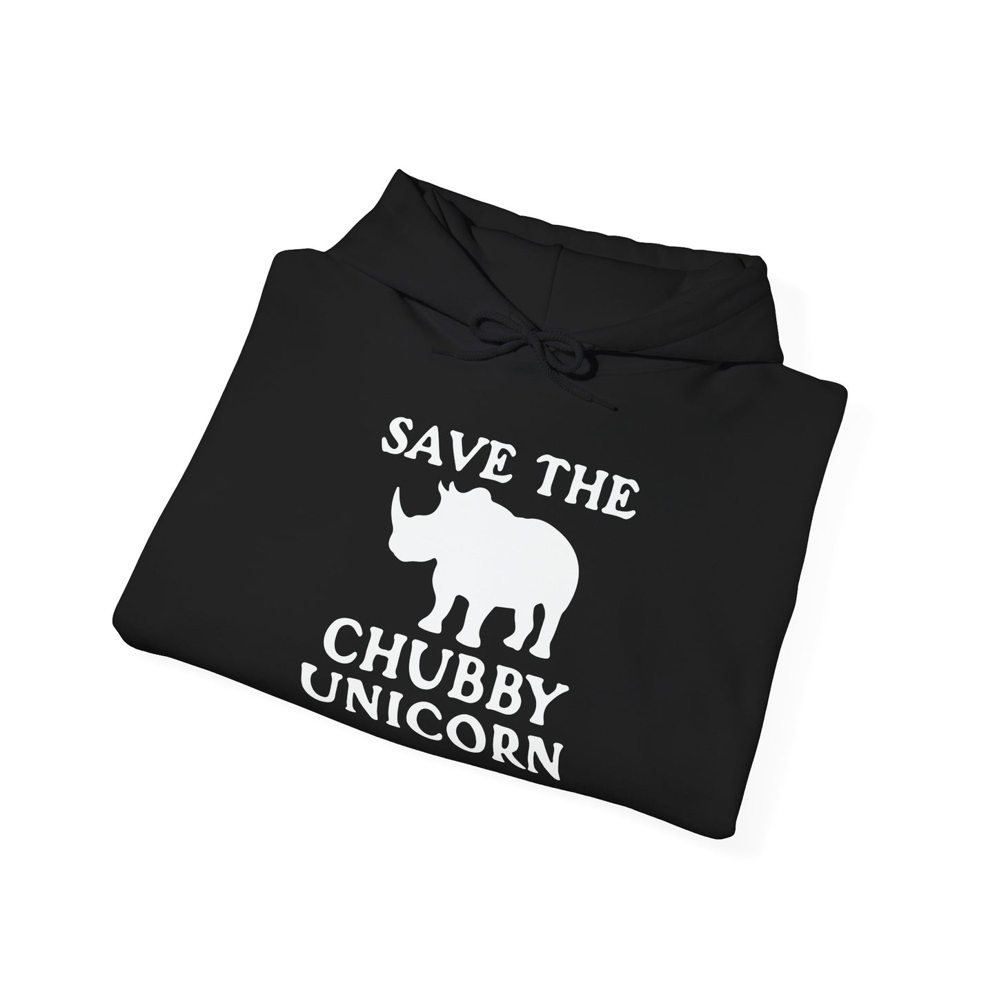 SAVE THE CHUBBY UNICORN - Premium Unisex Funny Sarcastic Black Hoodie Sweatshirt