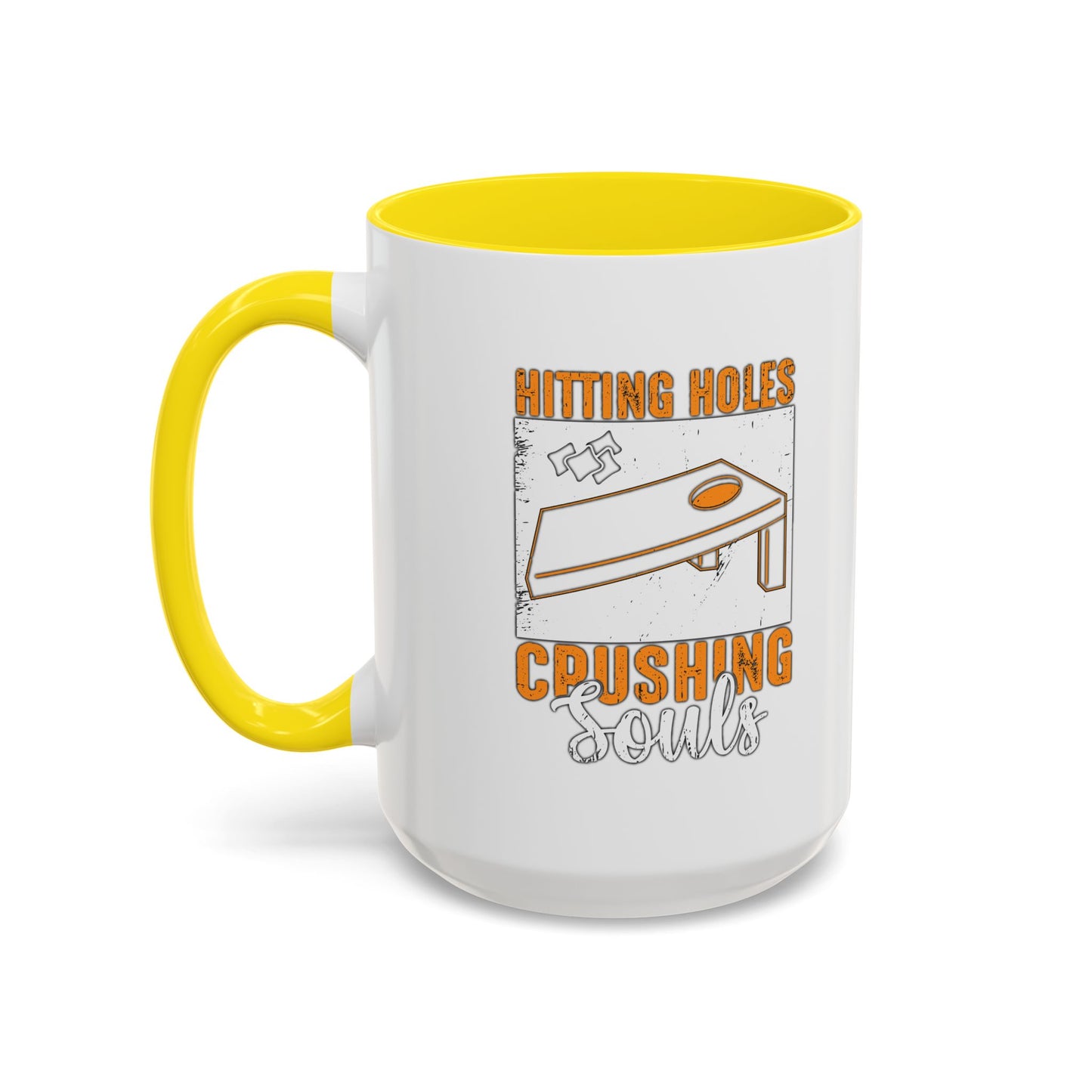 HITTING HOLES CPUSHING SOULS Accent BiColor Funny Sarcastic Mug