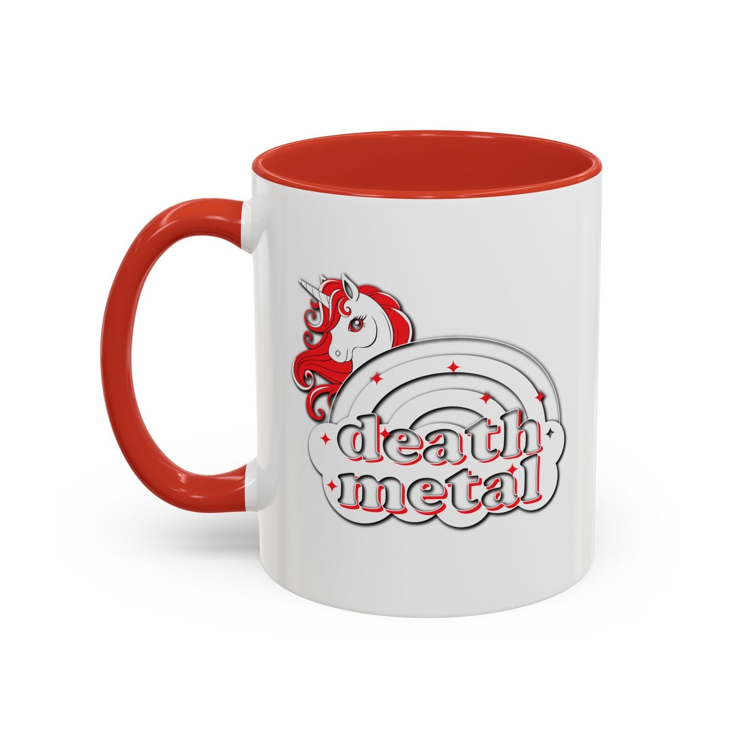 DEATH METAL UNICORN Accent BiColor Funny Sarcastic Mug