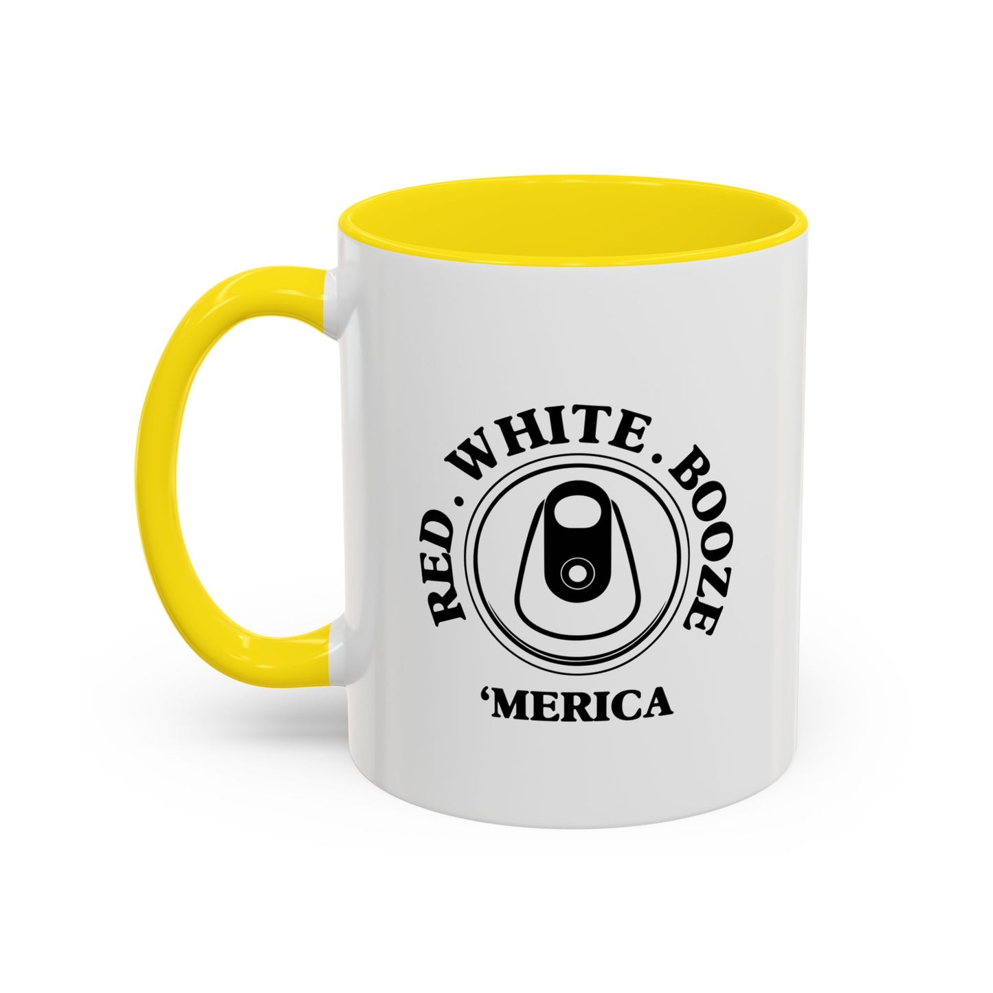 RED WHITE BOOZE MERICA Accent BiColor Funny Sarcastic Mug