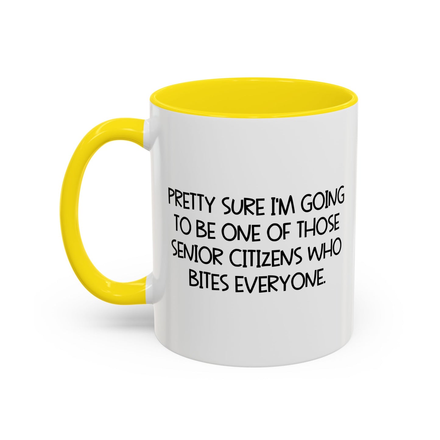 BITES EVERYONE Accent BiColor Funny Sarcastic Mug