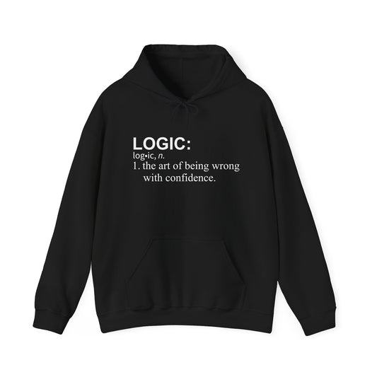 LOGIC n. - Premium Unisex Funny Sarcastic Black Hoodie Sweatshirt