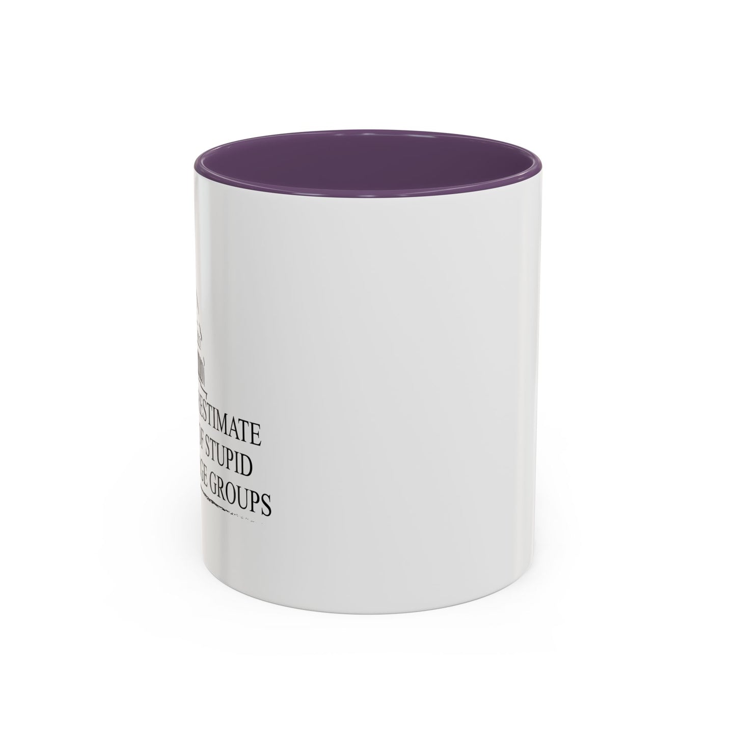 NEVER UNDERESTIMATE THE POWER OF STUPID PEOPLE IN LARGE NUMBERS Accent BiColor Funny Sarcastic Mug