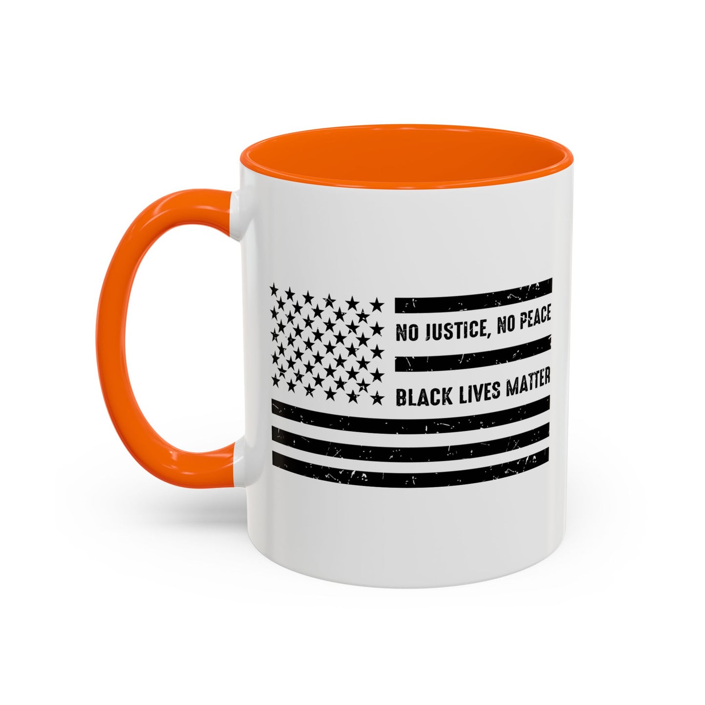 NO JUSTICS, NO PEACE, BLACK LIVES MATTER Accent BiColor Funny Sarcastic Mug