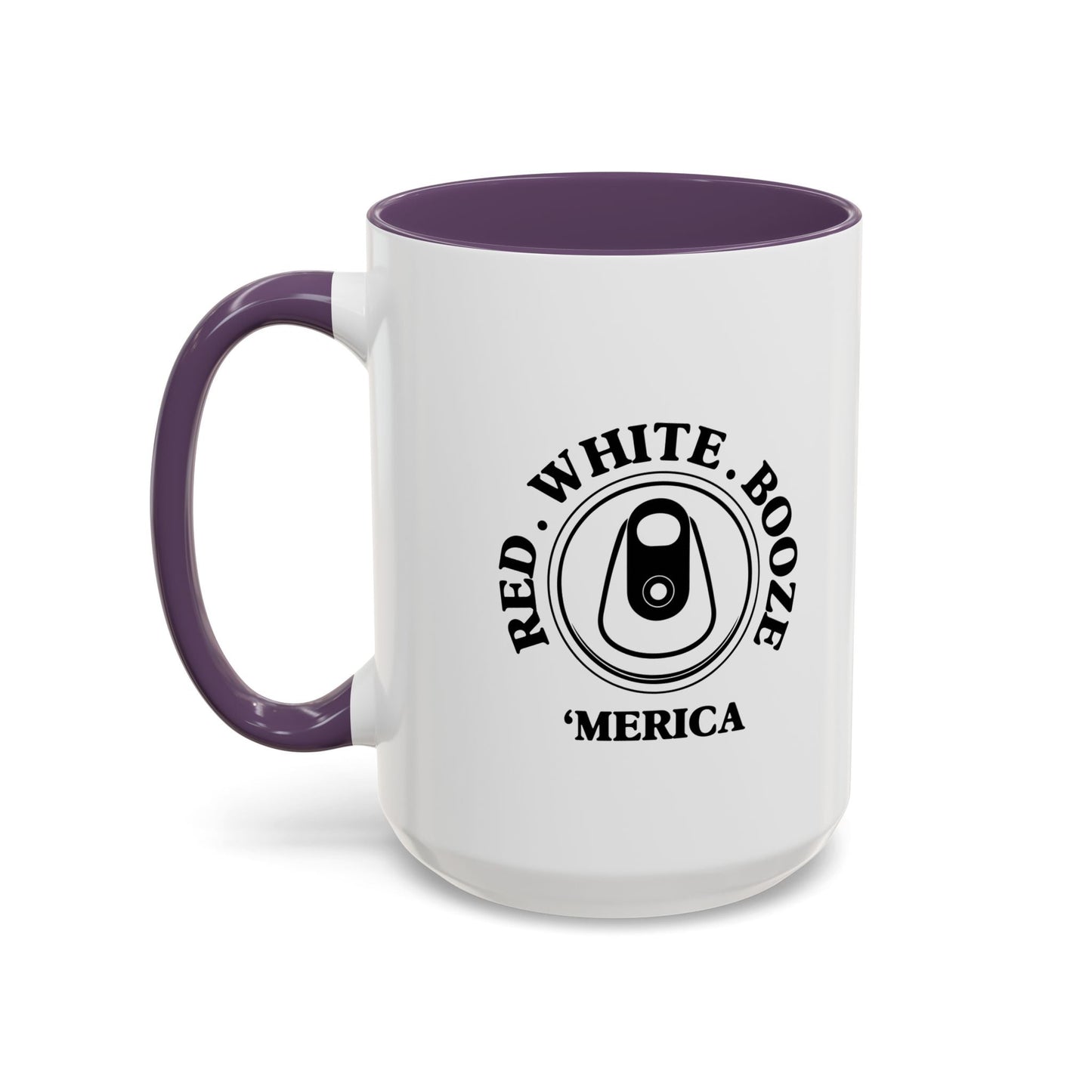 RED WHITE BOOZE MERICA Accent BiColor Funny Sarcastic Mug