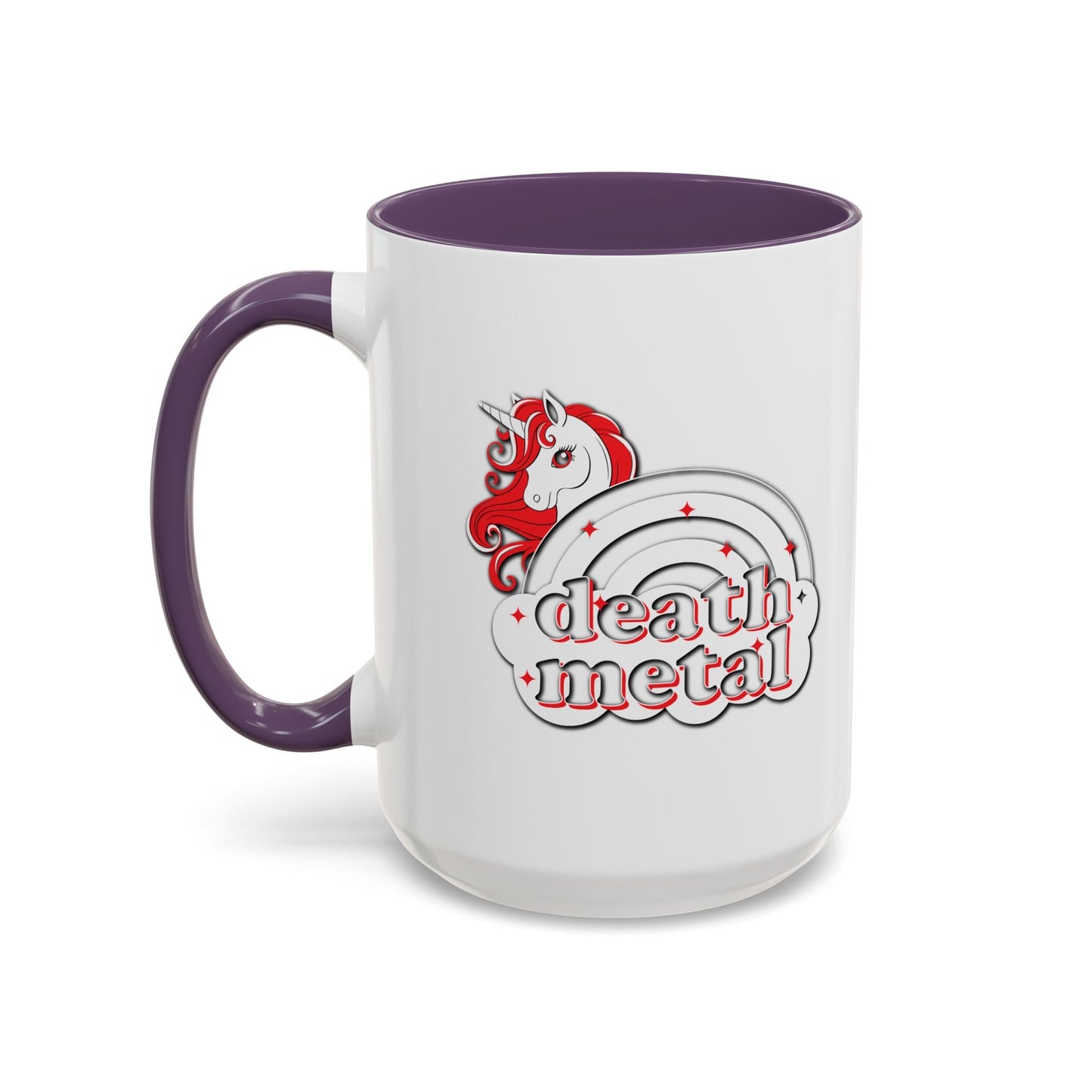 DEATH METAL UNICORN Accent BiColor Funny Sarcastic Mug