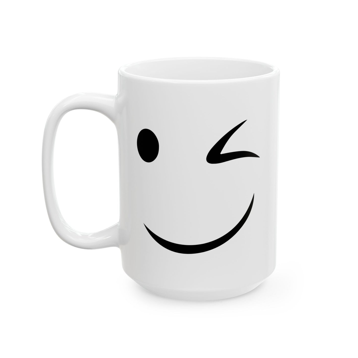 WINK SMILE FUNNY SARCASTIC WHITE MUG