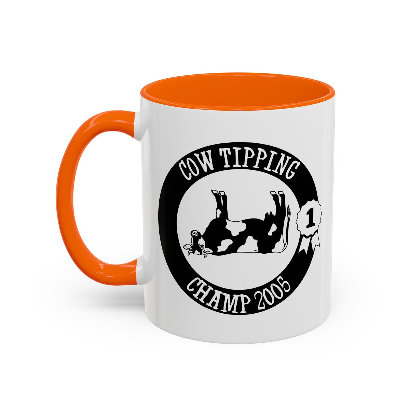 COW TIPPING CHAMP Accent BiColor Funny Sarcastic Mug